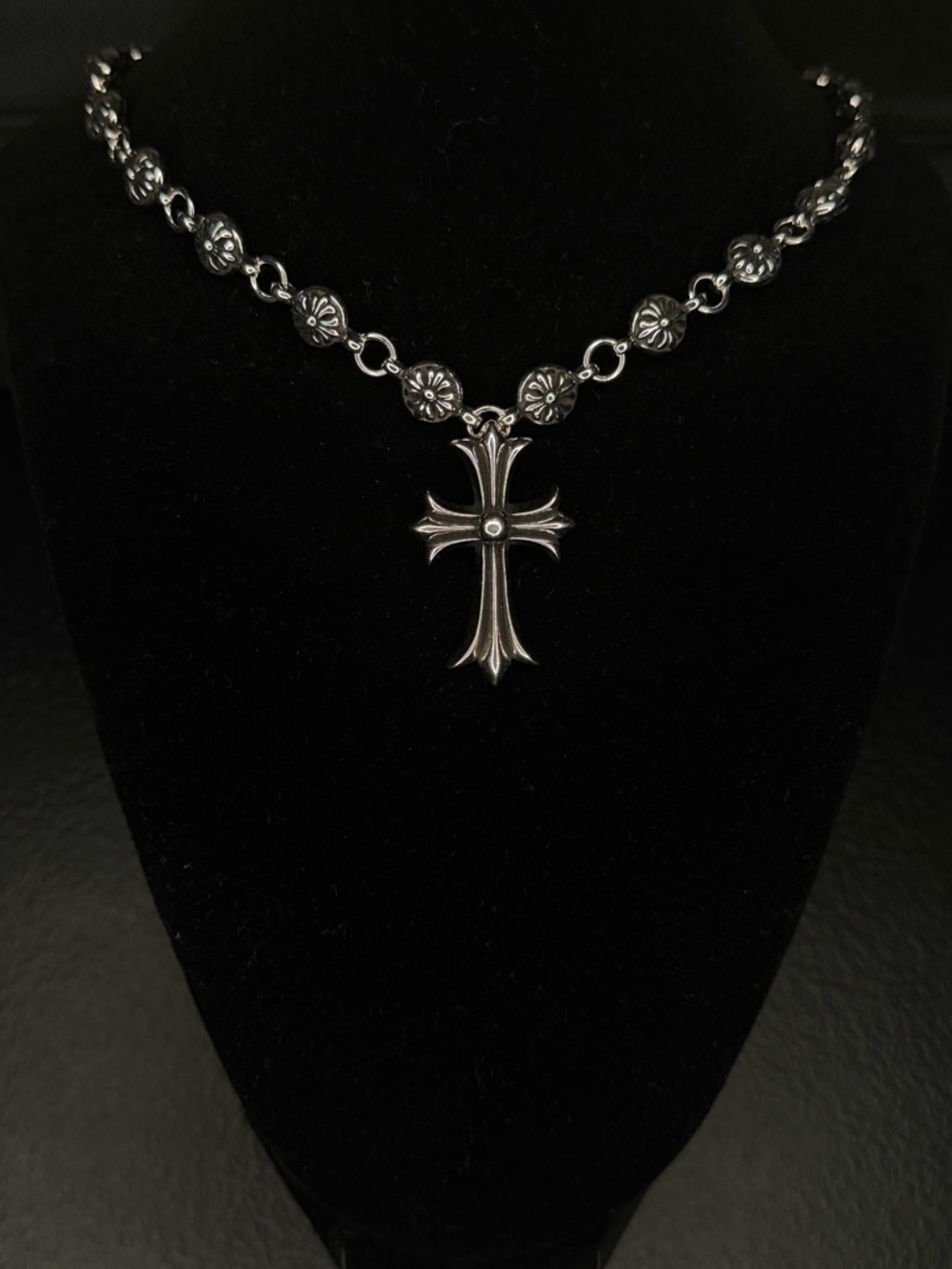 Chrome Hearts Floral Cross Motif Detailed Chain Unisex Necklace